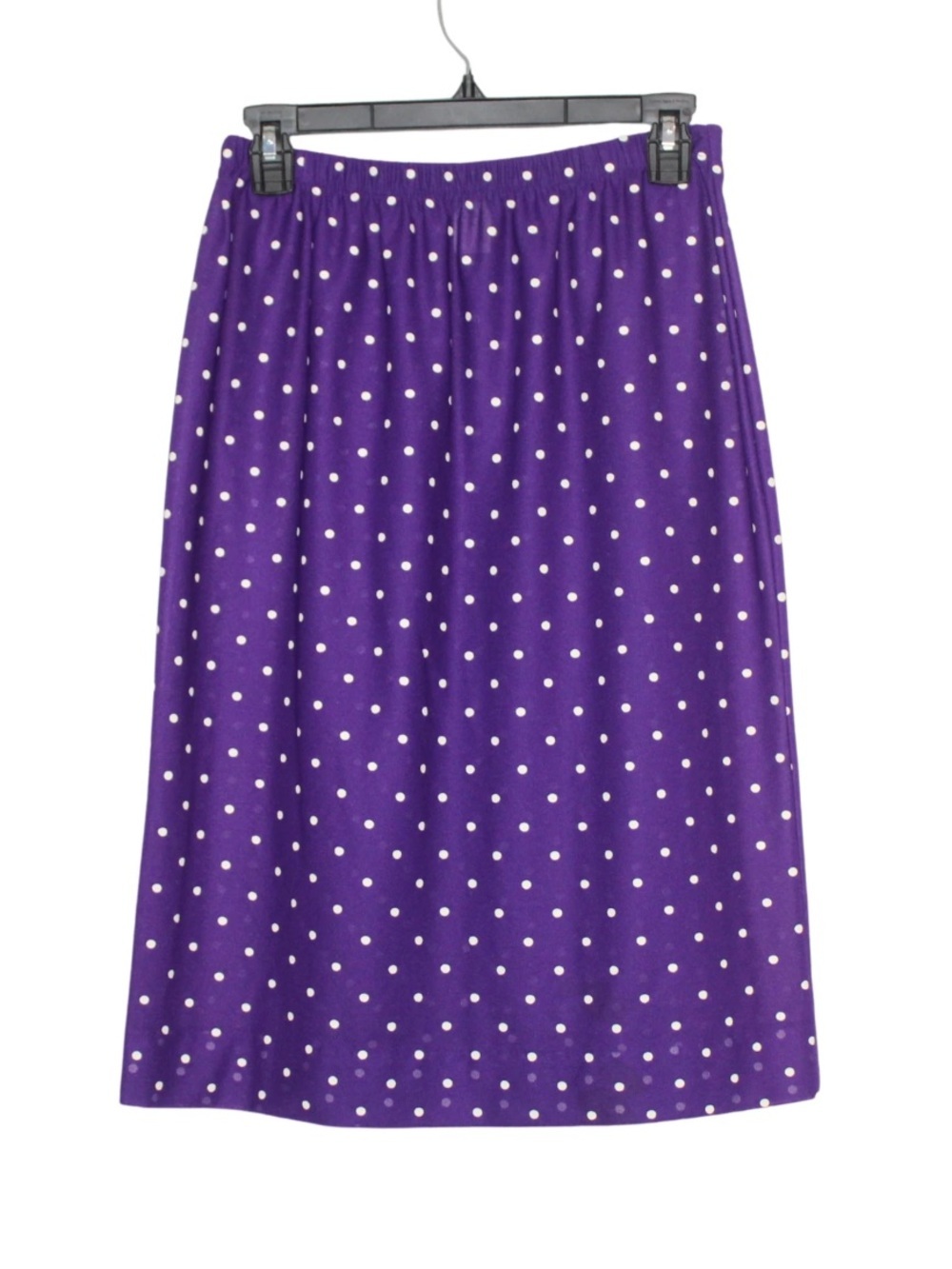 Vtg 80s Purple Polka Dot Skirt Size 12 Above Knee 40s Revival Academia